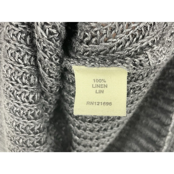 Demylee Size XS Open Knit Linen Sweater Top Soft Black Boxy Lightweight Preppy - Picture 6 of 7